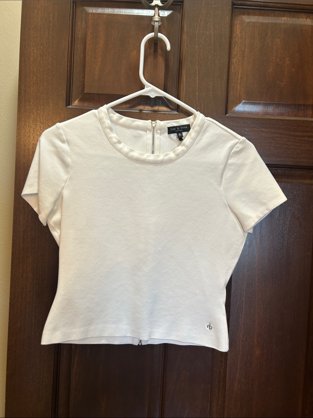 rag & bone White Short Sleeve Crewneck Top